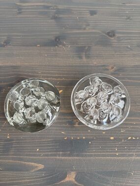 2 x vintage glass flower frogs